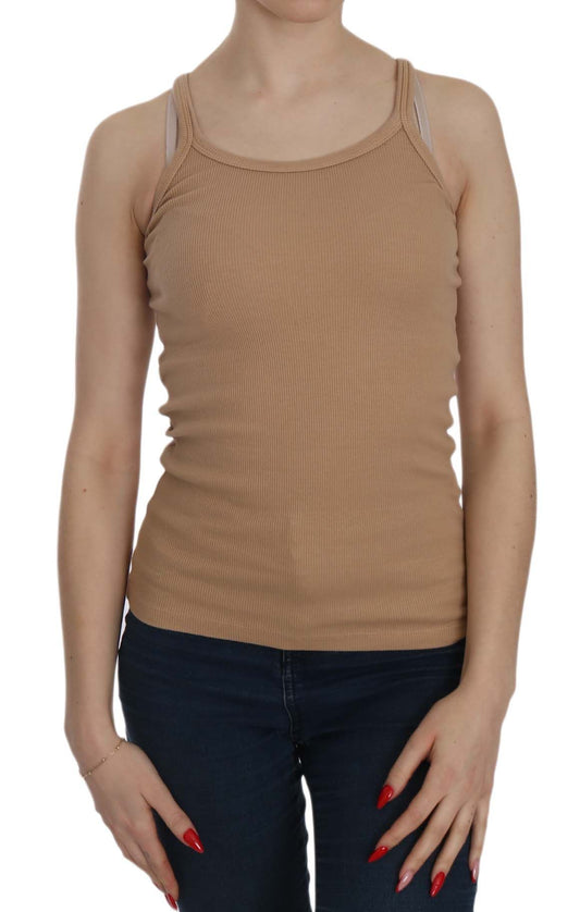 PINK MEMORIES Blusa beige senza maniche con spalline sottili