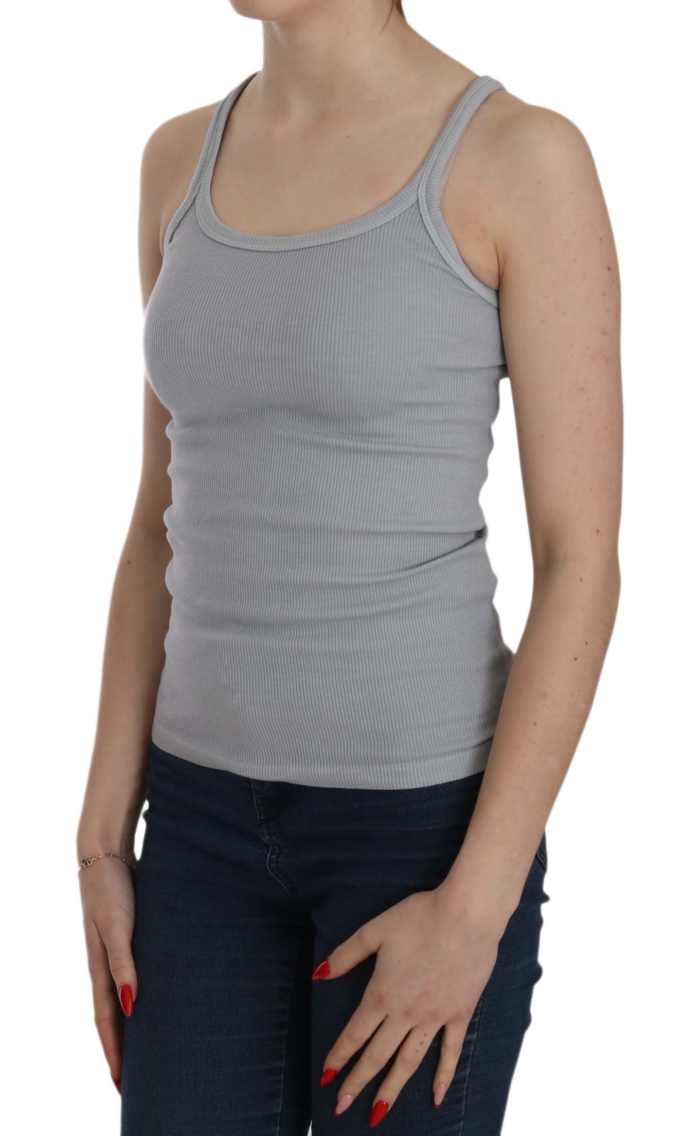PINK MEMORIES Blusa senza maniche grigio chiaro con spalline sottili