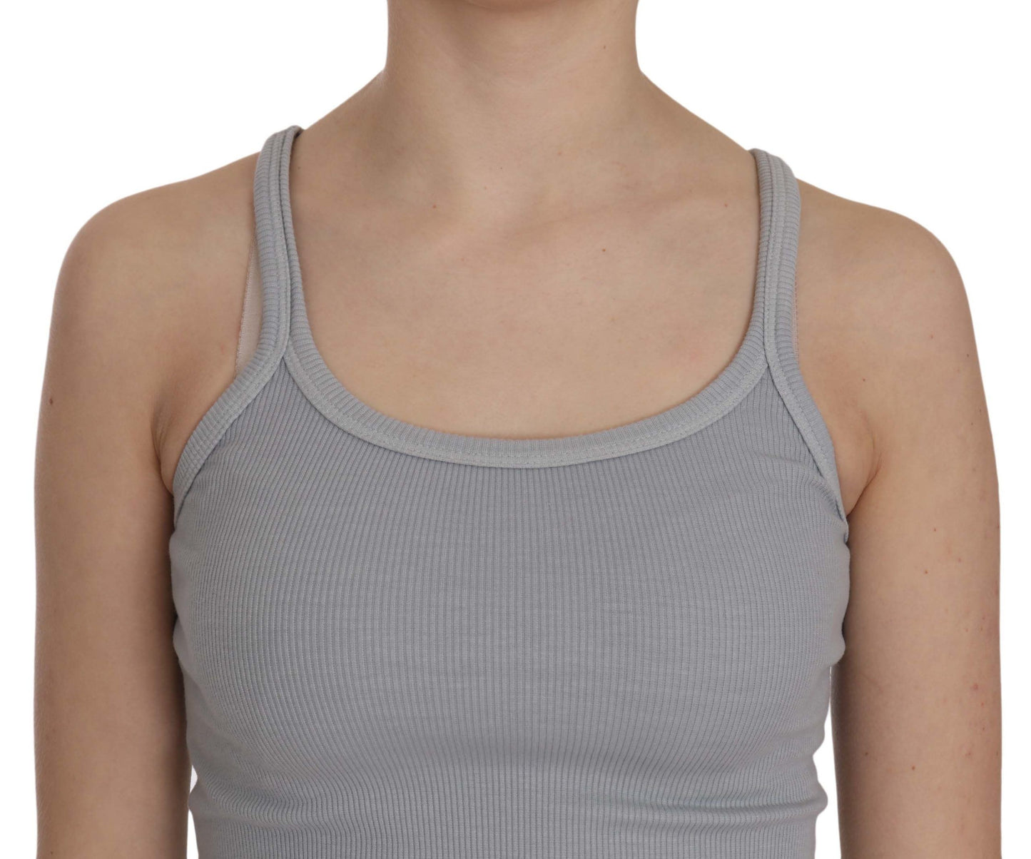 PINK MEMORIES Blusa senza maniche grigio chiaro con spalline sottili