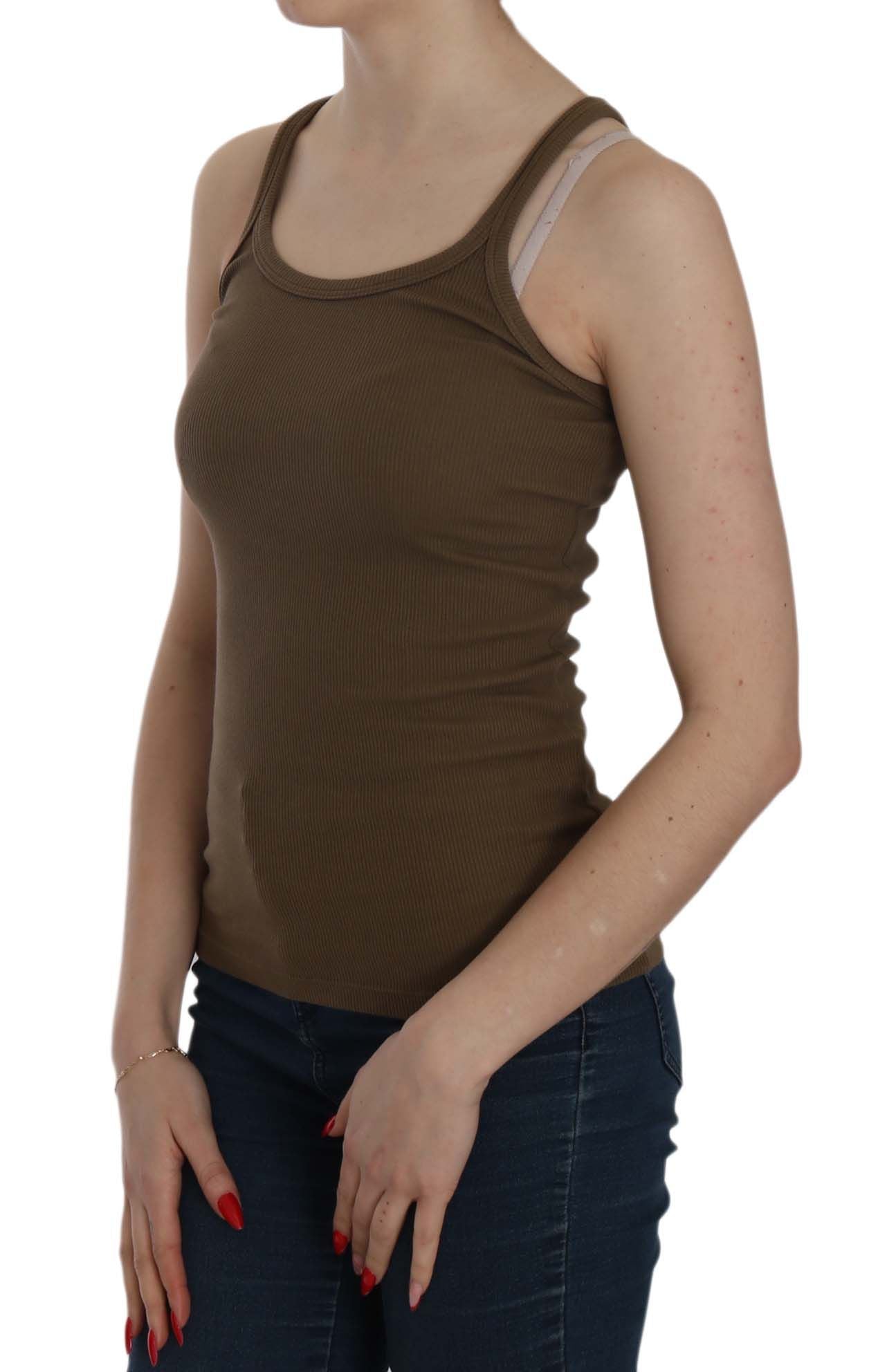 PINK MEMORIES Top blusa senza maniche con spalline sottili marrone