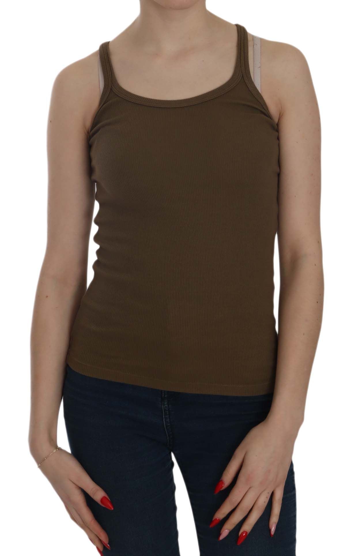 PINK MEMORIES Top blusa senza maniche con spalline sottili marrone