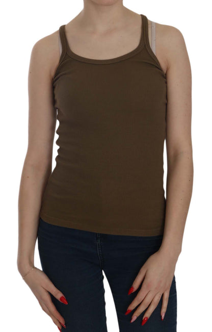 PINK MEMORIES Top blusa senza maniche con spalline sottili marrone
