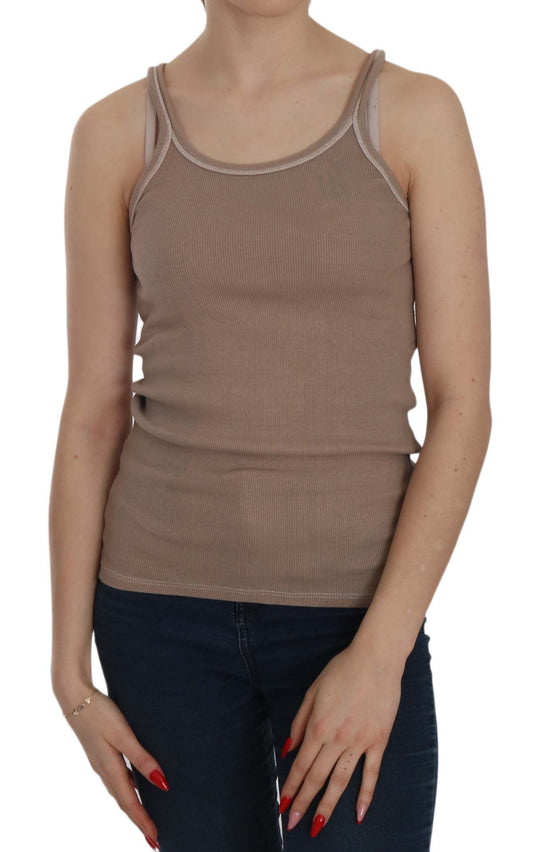 PINK MEMORIES Blusa marrone senza maniche con spalline sottili