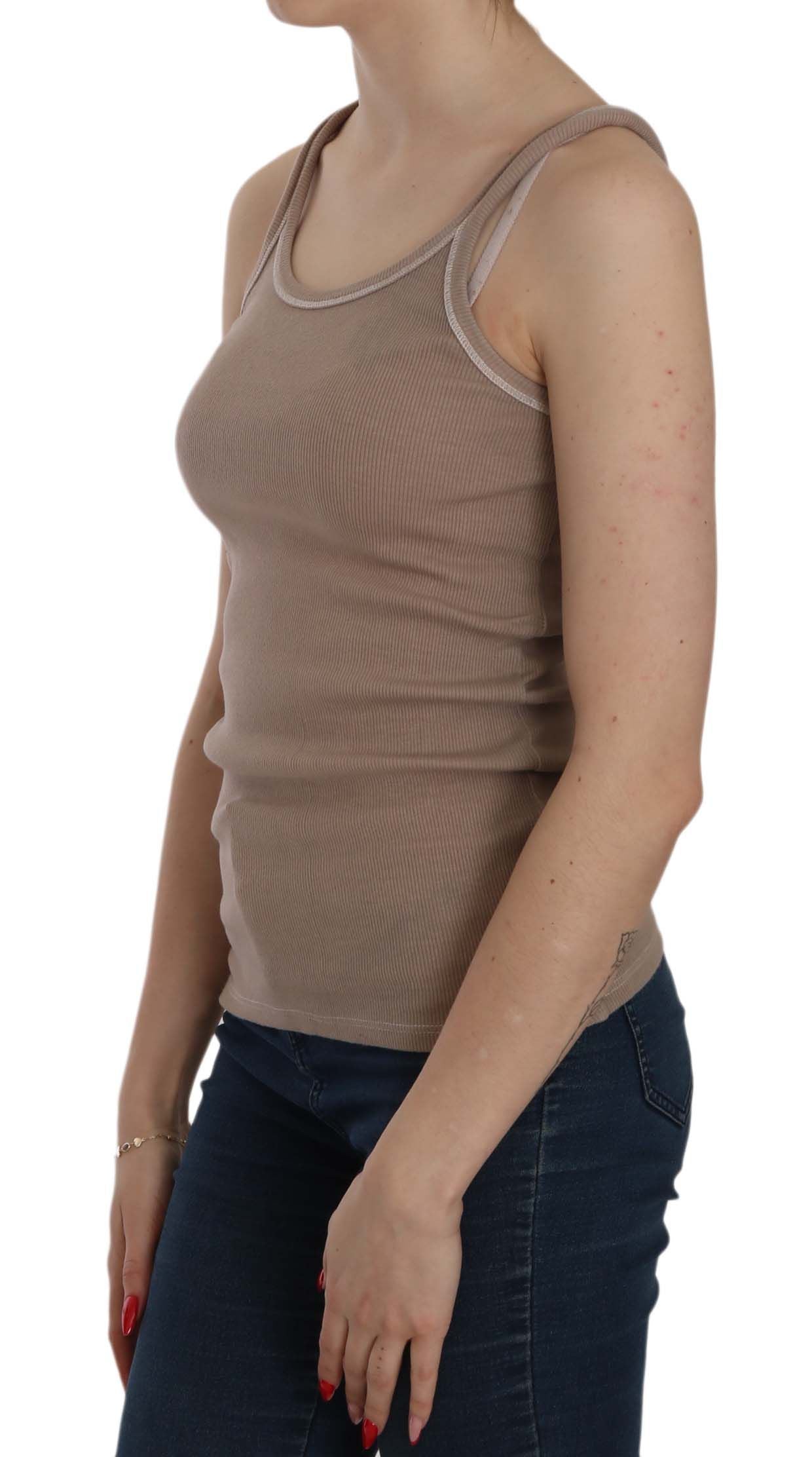 PINK MEMORIES Blusa marrone senza maniche con spalline sottili
