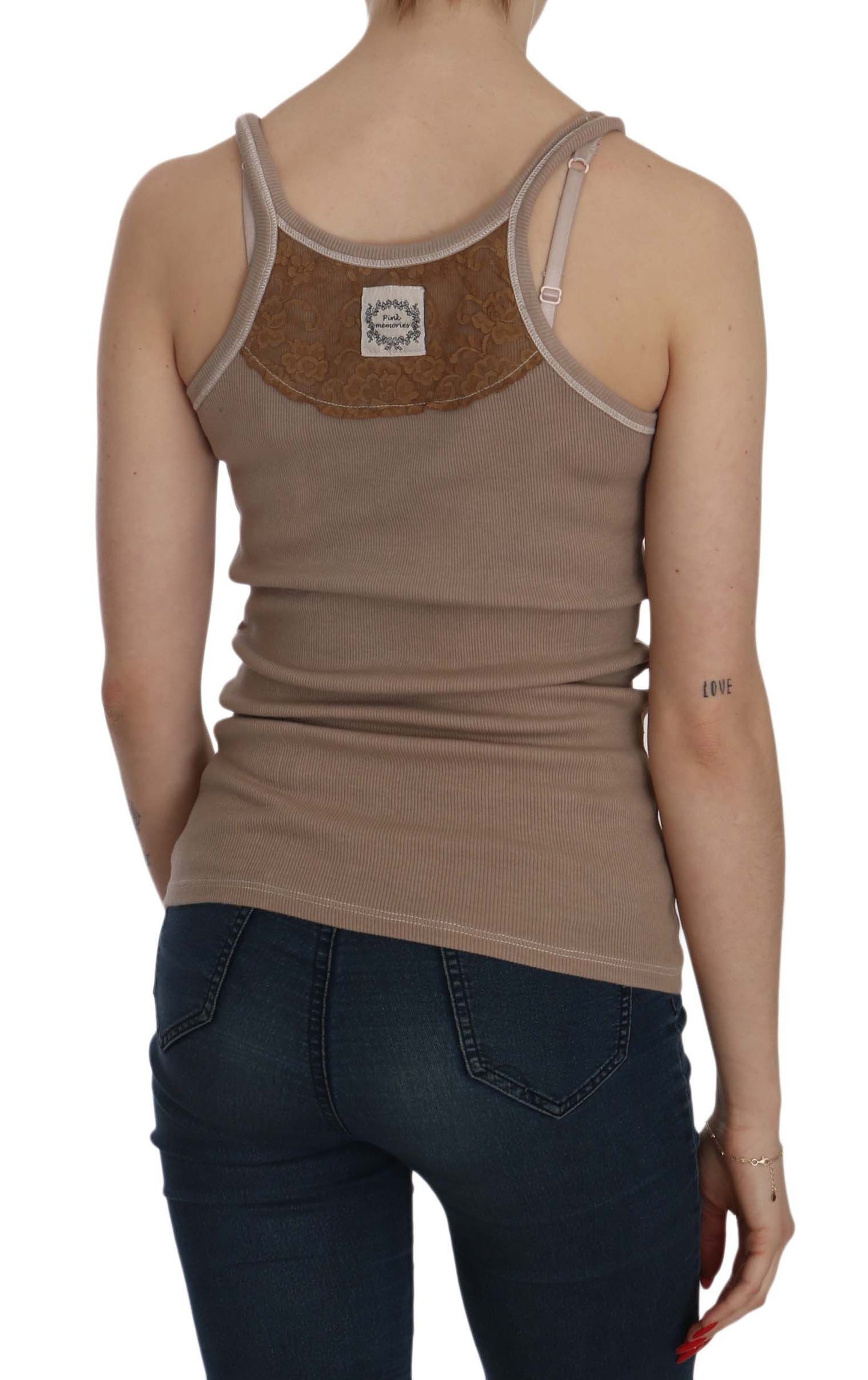 PINK MEMORIES Blusa marrone senza maniche con spalline sottili