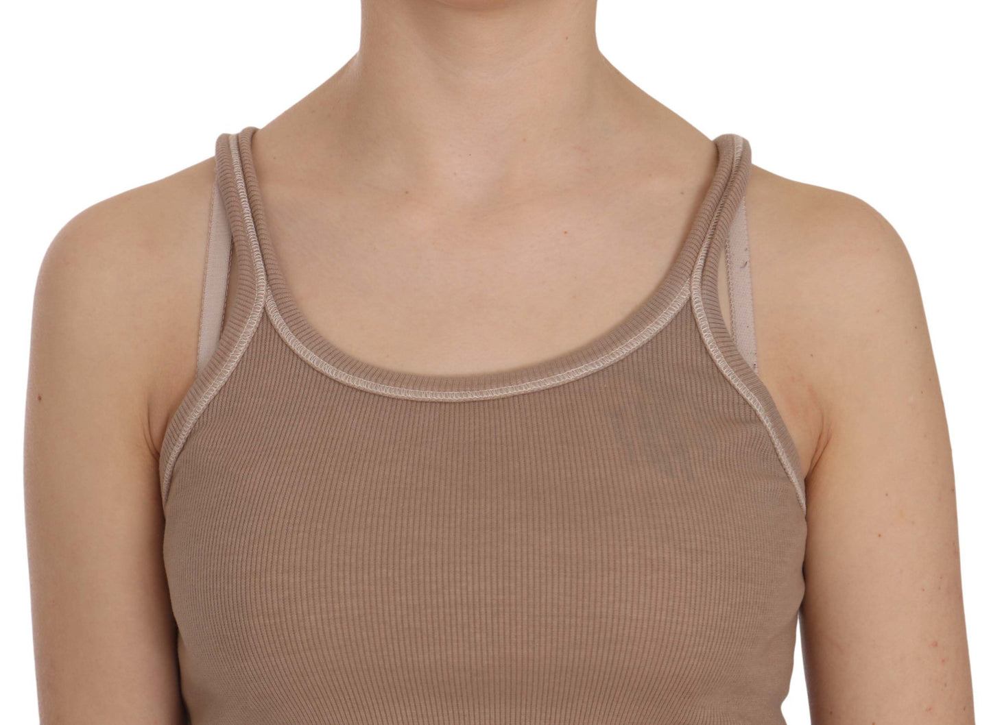 PINK MEMORIES Blusa marrone senza maniche con spalline sottili