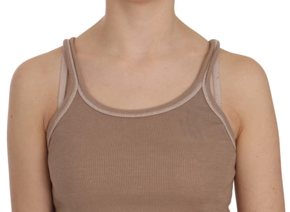 PINK MEMORIES Blusa marrone senza maniche con spalline sottili