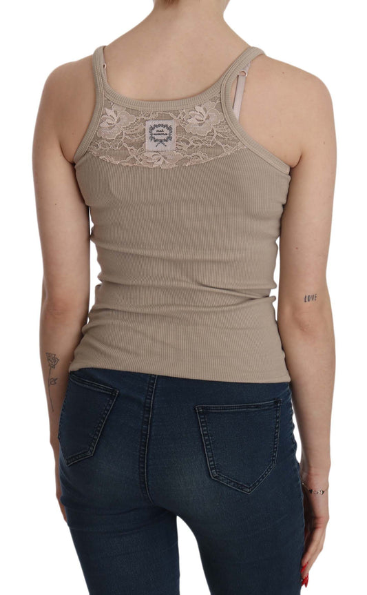 PINK MEMORIES Blusa marrone senza maniche con spalline sottili