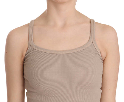 PINK MEMORIES Blusa marrone senza maniche con spalline sottili