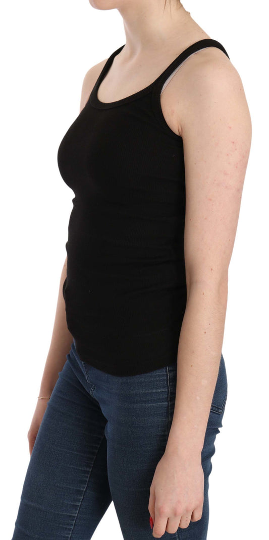 PINK MEMORIES Blusa nera senza maniche con spalline sottili