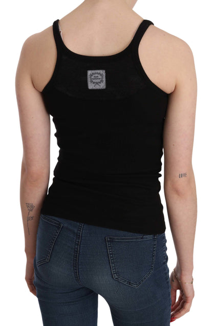 PINK MEMORIES Blusa nera senza maniche con spalline sottili