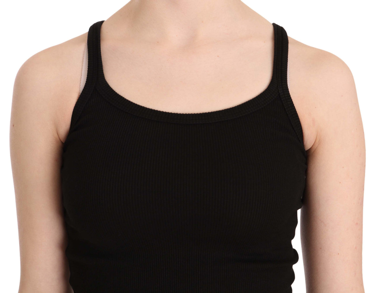 PINK MEMORIES Blusa nera senza maniche con spalline sottili