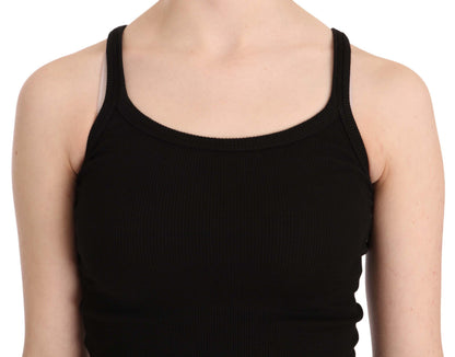 PINK MEMORIES Blusa nera senza maniche con spalline sottili