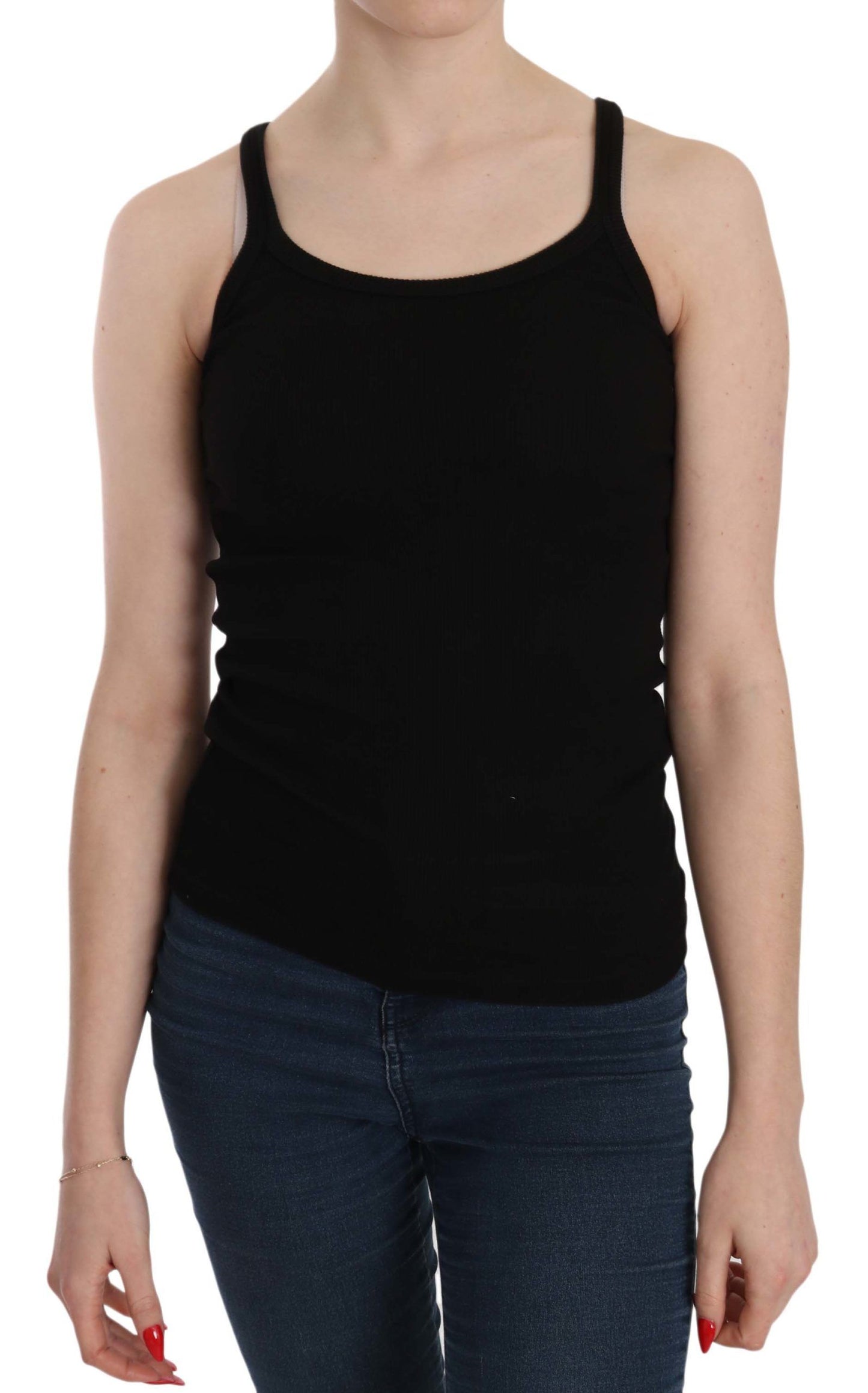 PINK MEMORIES Blusa nera senza maniche con spalline sottili