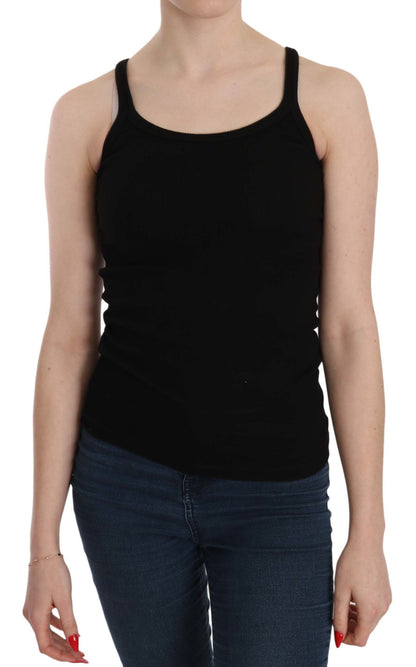 PINK MEMORIES Blusa nera senza maniche con spalline sottili