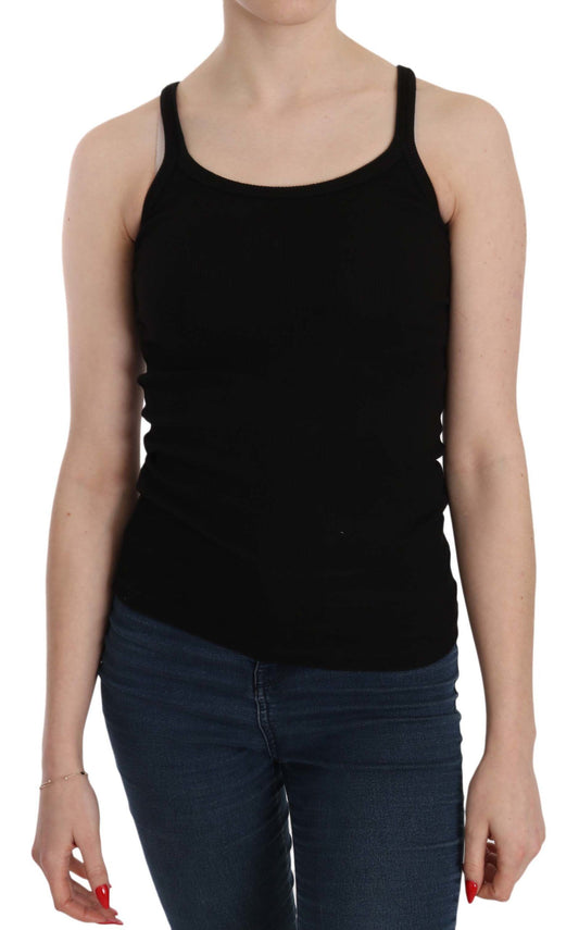 PINK MEMORIES Blusa nera senza maniche con spalline sottili