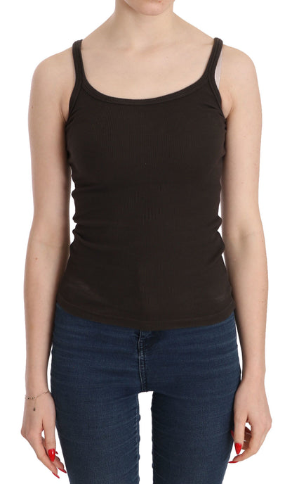 PINK MEMORIES Blusa senza maniche con spalline sottili marrone scuro