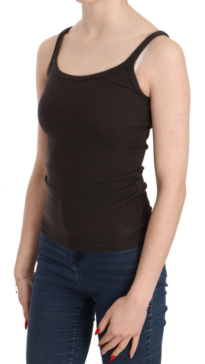 PINK MEMORIES Blusa senza maniche con spalline sottili marrone scuro