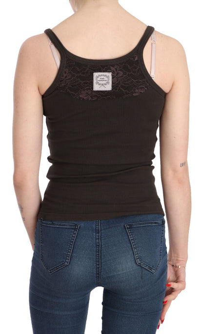 PINK MEMORIES Blusa senza maniche con spalline sottili marrone scuro