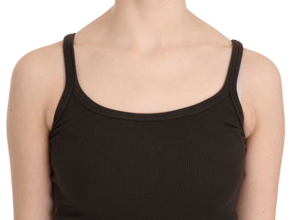 PINK MEMORIES Blusa senza maniche con spalline sottili marrone scuro