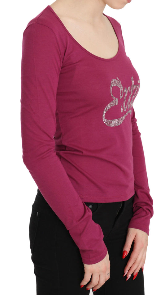 Top a maniche lunghe con cristalli rosa Exte