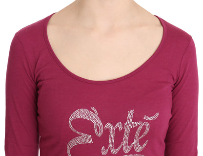 Top a maniche lunghe con cristalli rosa Exte
