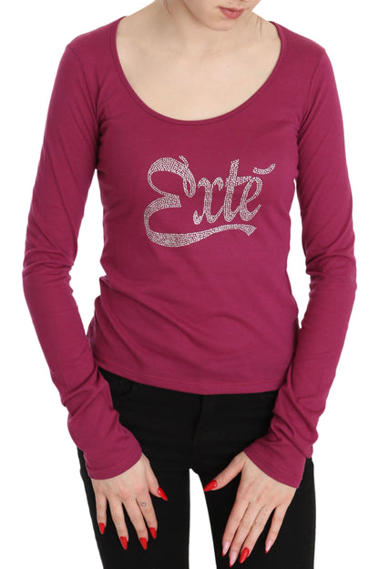 Top a maniche lunghe con cristalli rosa Exte