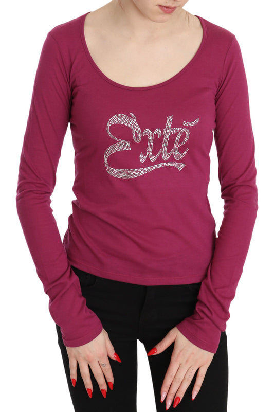 Top a maniche lunghe con cristalli rosa Exte