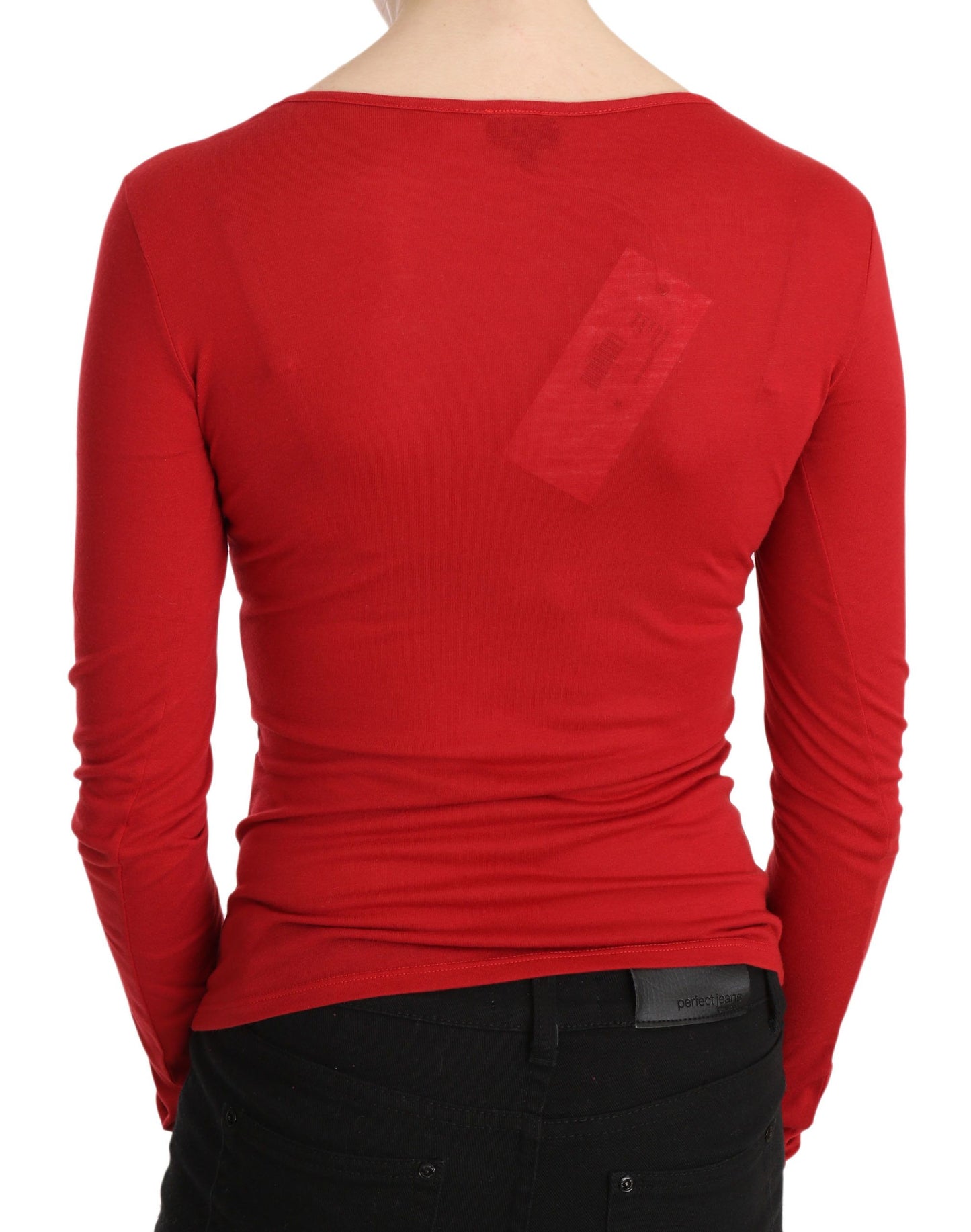 Blusa a maniche lunghe con cristalli rossi Exte