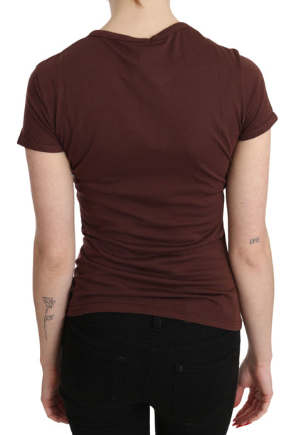 T-shirt girocollo stampata con cuori marroni Exte