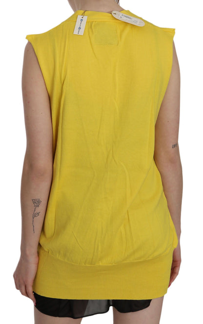 PINK MEMORIES Cardigan senza maniche in cotone giallo 100%