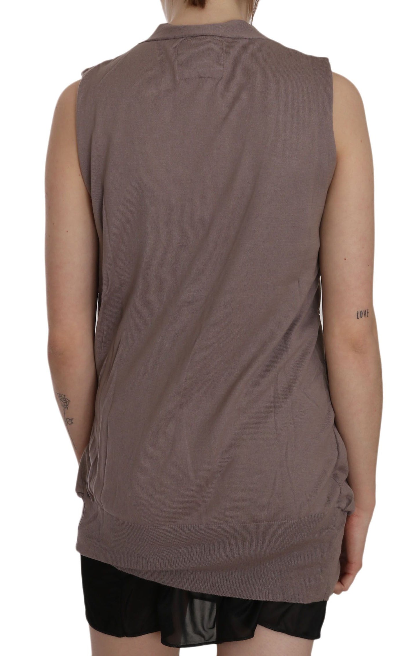 PINK MEMORIES Cardigan senza maniche in cotone marrone 100%