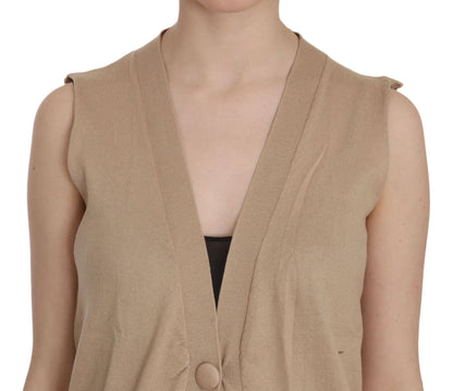 PINK MEMORIES Cardigan senza maniche in cotone marrone 100%