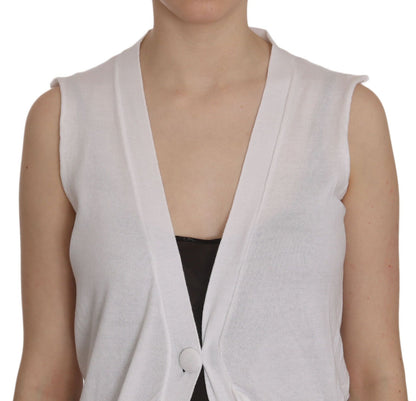 PINK MEMORIES Cardigan senza maniche bianco 100% cotone