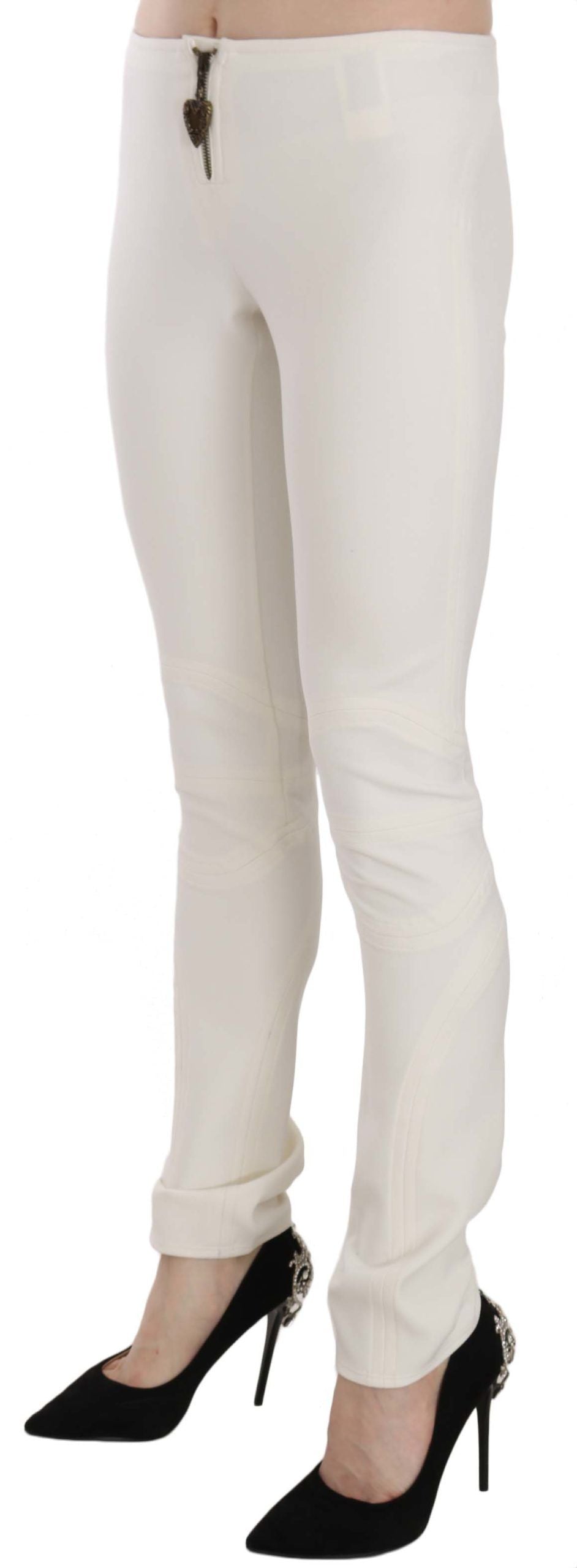 Pantaloni eleganti skinny a vita media bianchi Just Cavalli