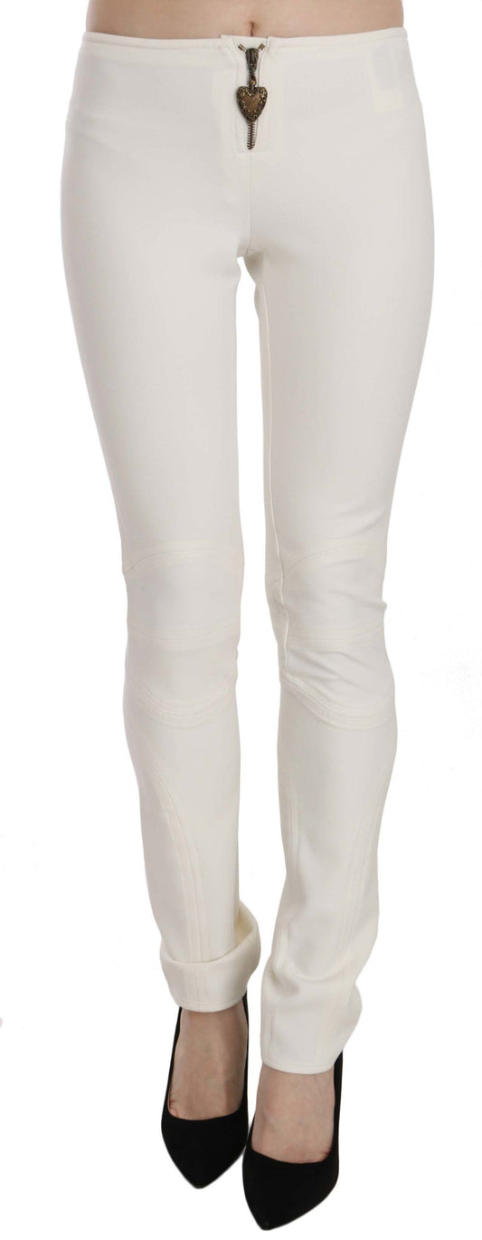 Pantaloni eleganti skinny a vita media bianchi Just Cavalli