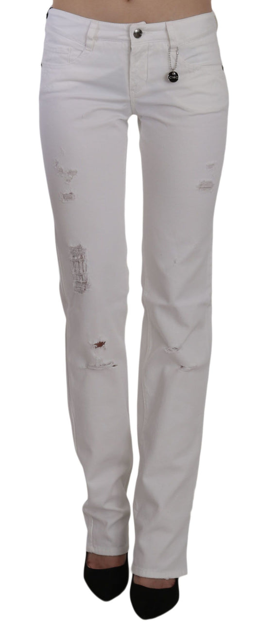 Pantaloni jeans slim fit dritti in cotone bianco Costume National