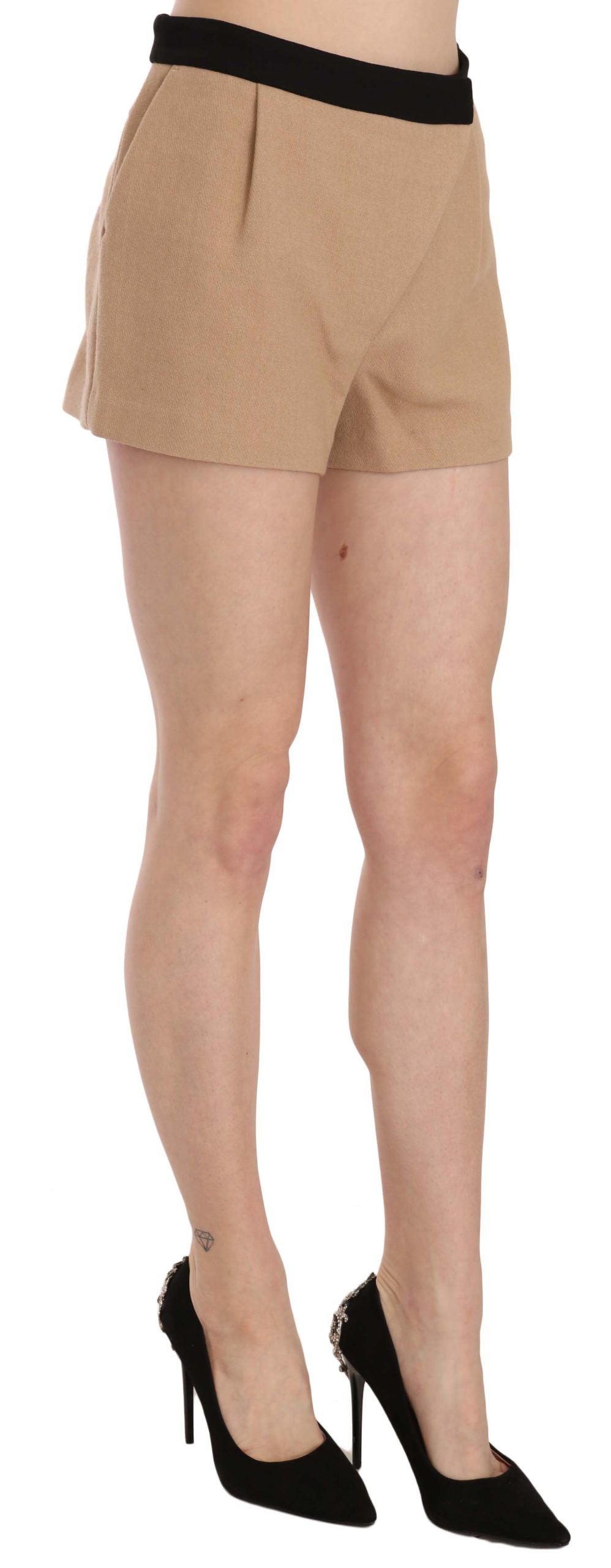Costume National Shorts Beige Cotone Vita Media Mini Short