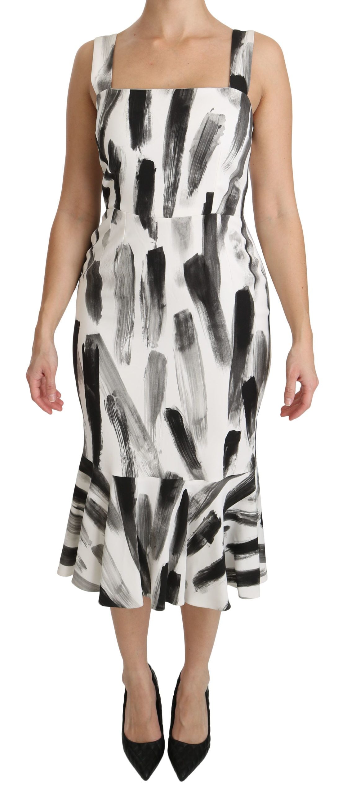 Dolce &amp; Gabbana Abito midi in viscosa stampato bianco e nero