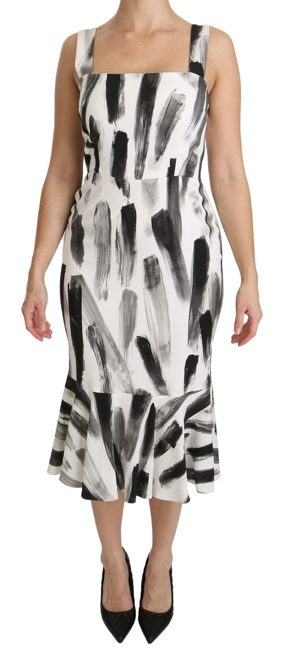 Dolce &amp; Gabbana Abito midi in viscosa stampato bianco e nero