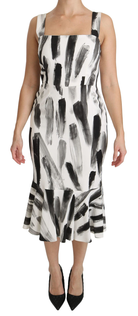 Dolce &amp; Gabbana Abito midi in viscosa stampato bianco e nero