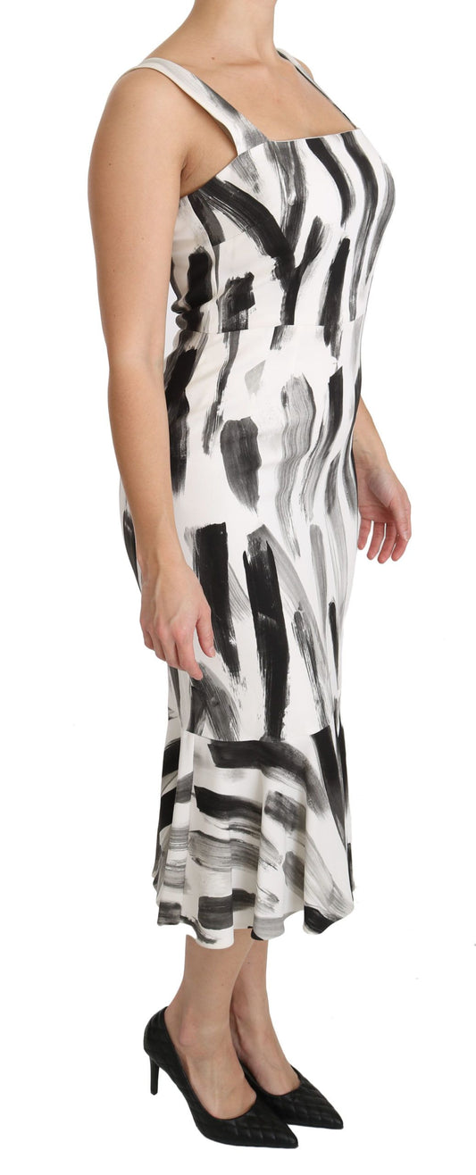 Dolce &amp; Gabbana Abito midi in viscosa stampato bianco e nero
