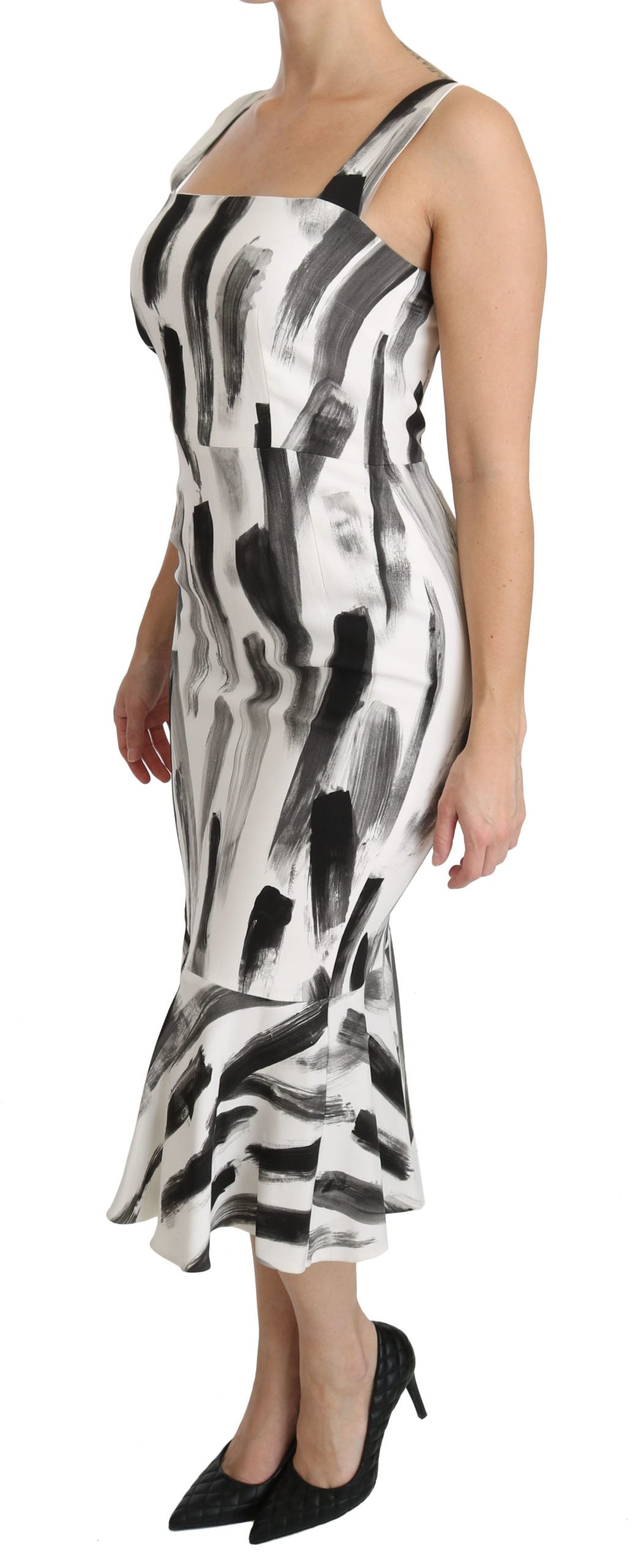 Dolce &amp; Gabbana Abito midi in viscosa stampato bianco e nero