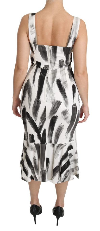Dolce &amp; Gabbana Abito midi in viscosa stampato bianco e nero