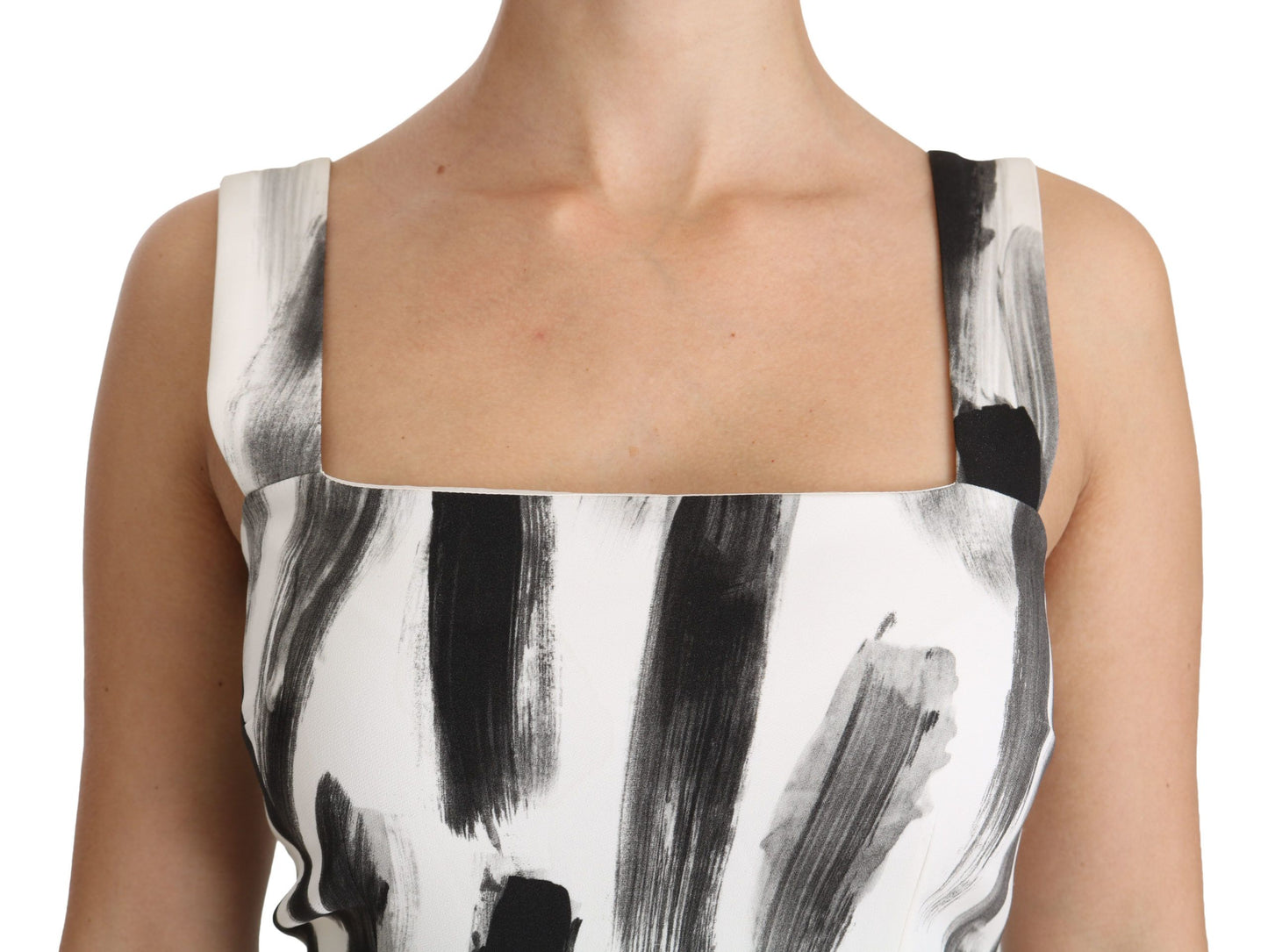 Dolce &amp; Gabbana Abito midi in viscosa stampato bianco e nero