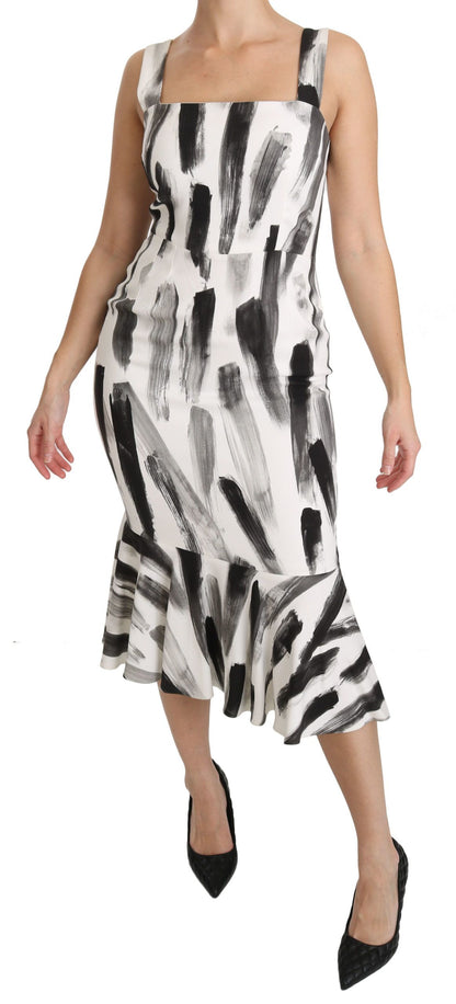 Dolce &amp; Gabbana Abito midi in viscosa stampato bianco e nero