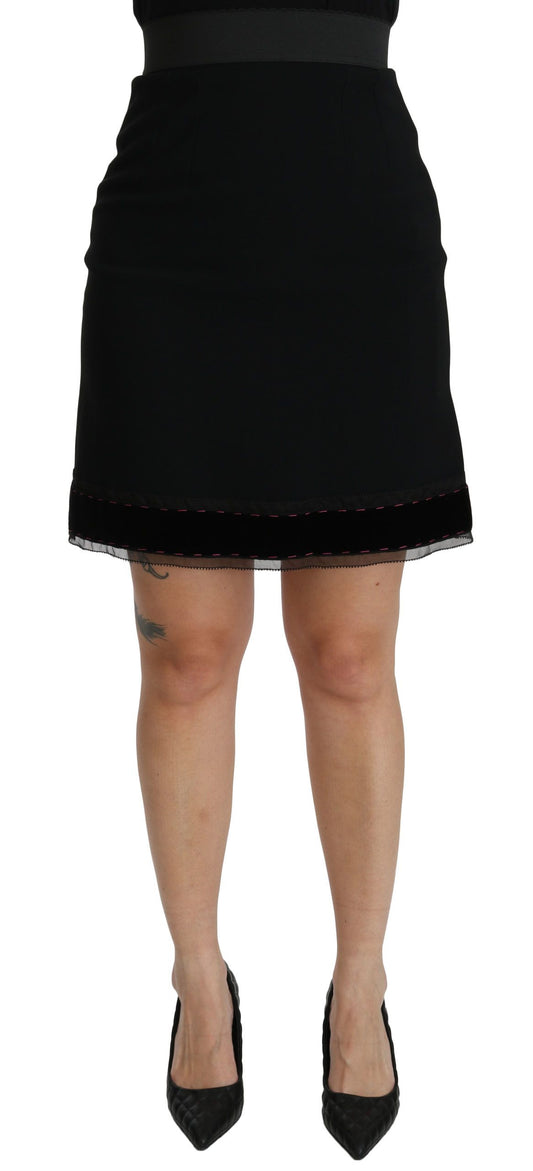 Gonna corta in viscosa a vita alta nera a trapezio Dolce &amp; Gabbana