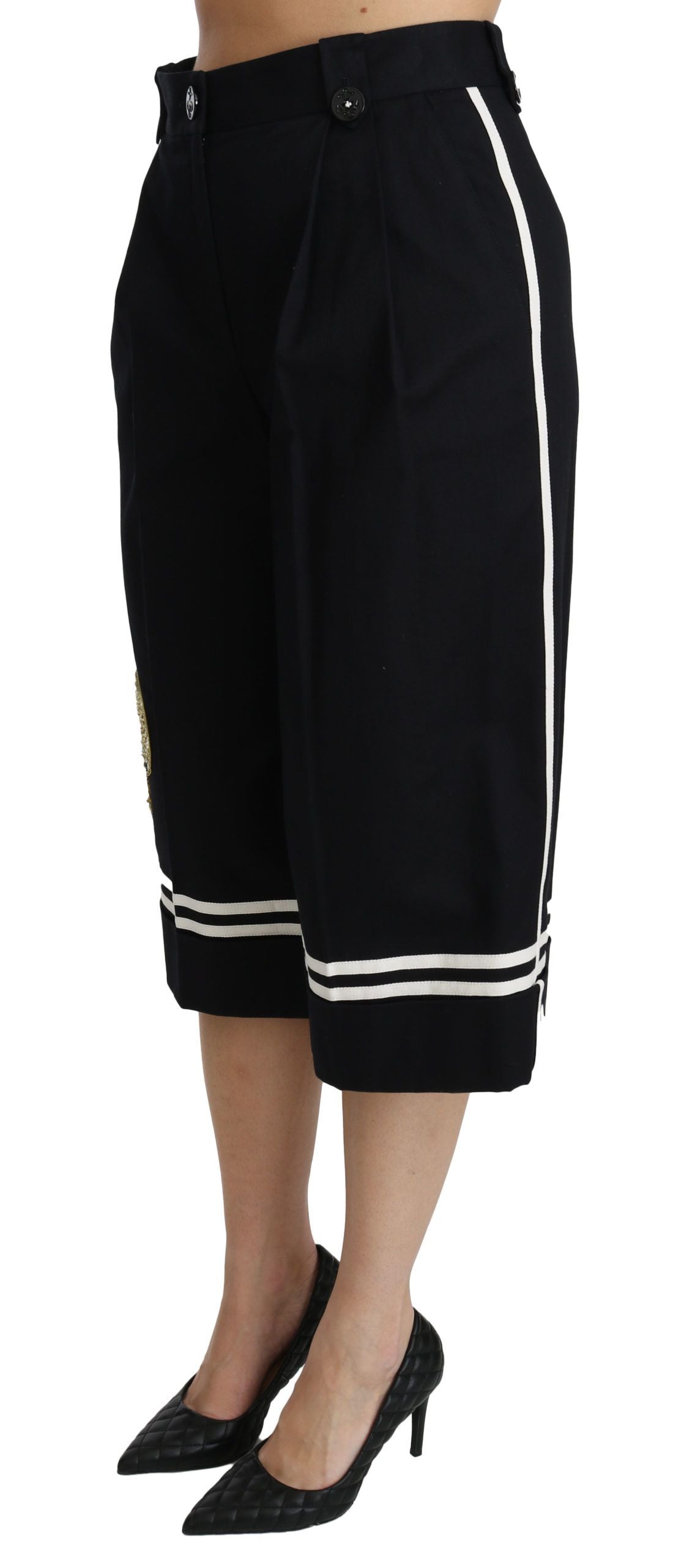 Pantaloni palazzo cropped Dolce &amp; Gabbana decorati con limone nero