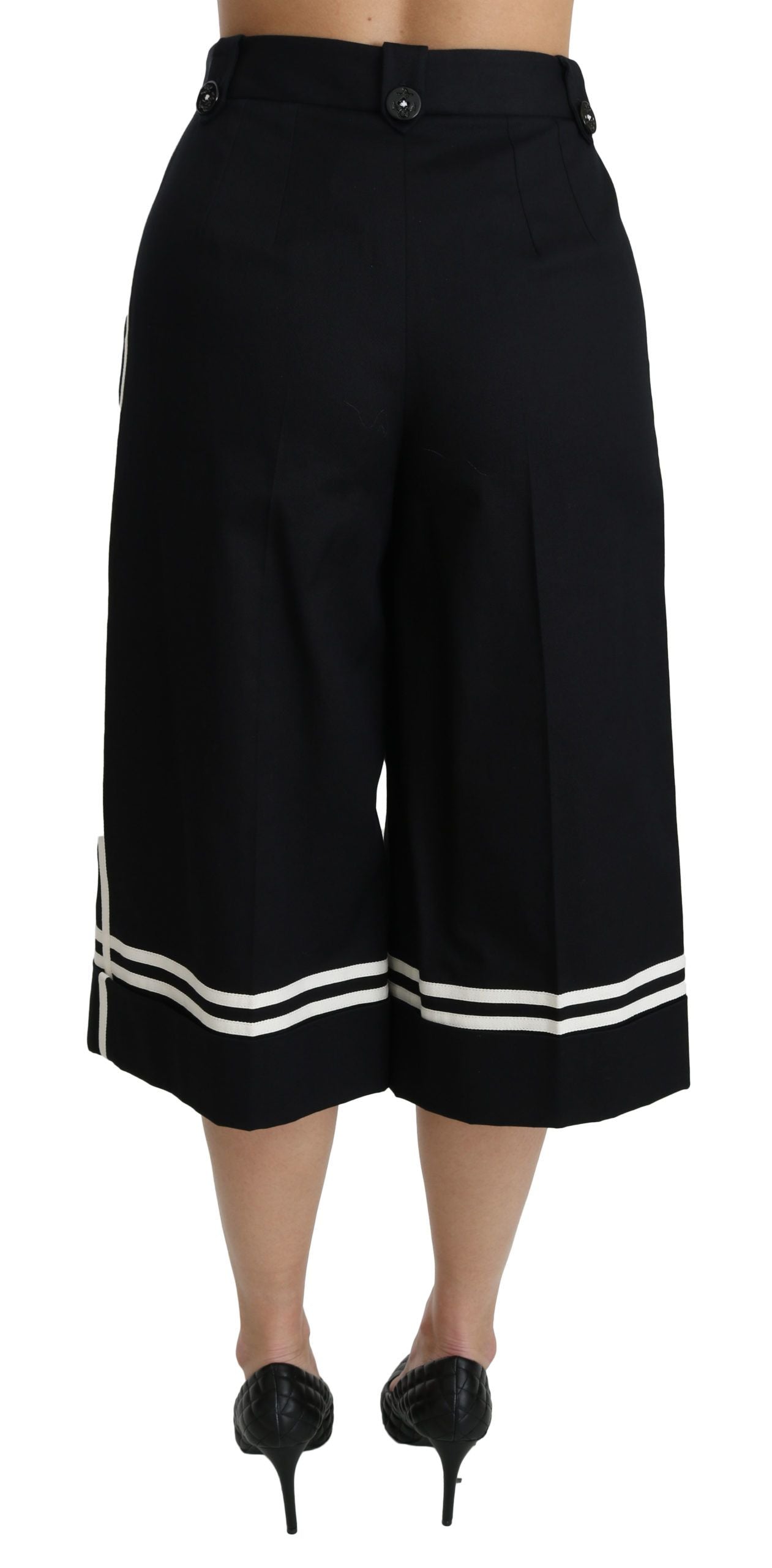 Pantaloni palazzo cropped Dolce &amp; Gabbana decorati con limone nero