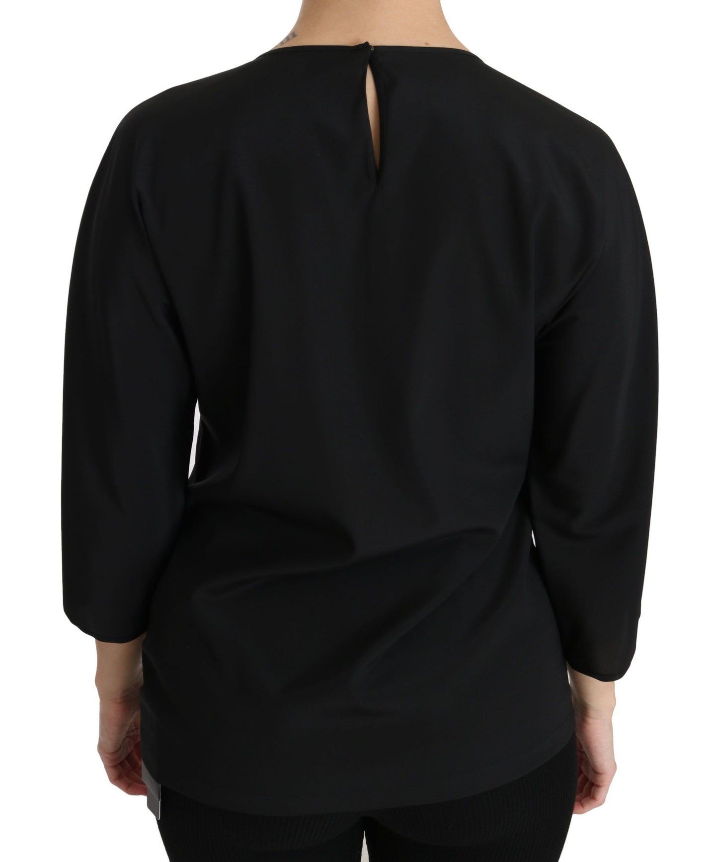 Dolce &amp; Gabbana Nero #dgfamily Top T-shirt Blusa in seta